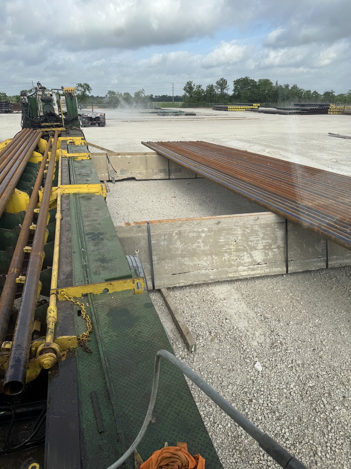 Pipe staged for yard inspection